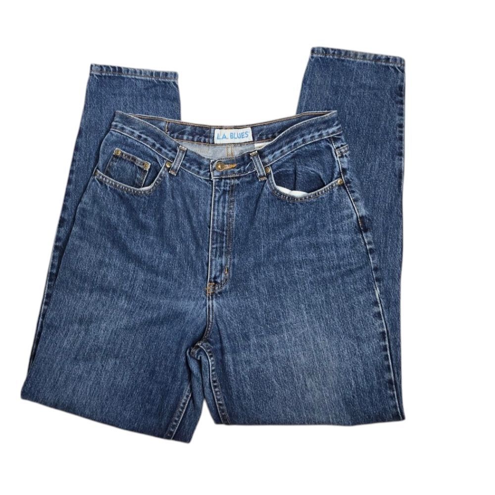 VINTAGE 90s tall high waist‎ tapered dark wash slim fit mom jeans 14 LONG